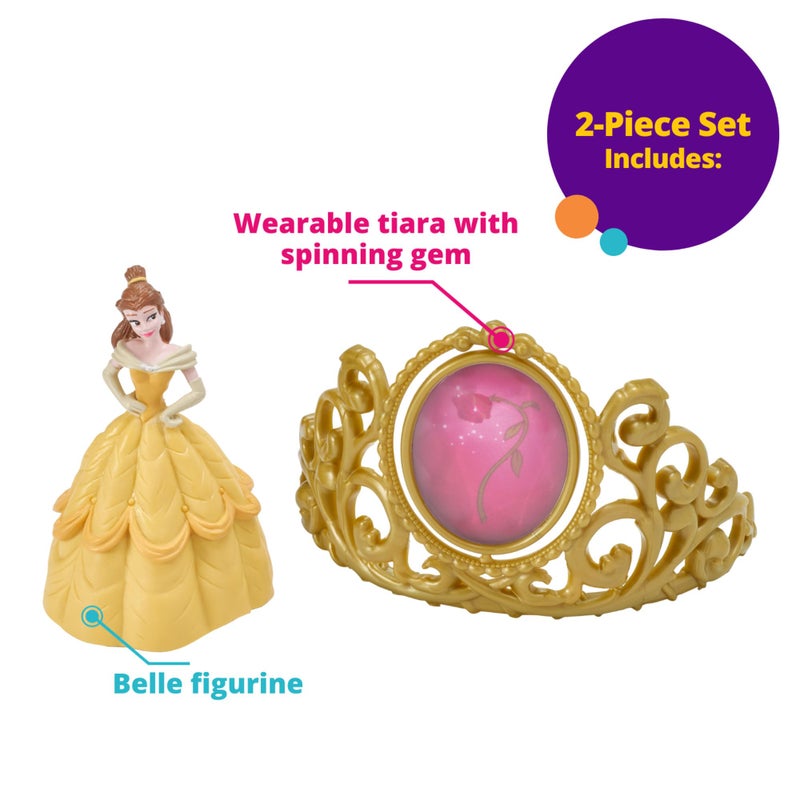 DecoPac DecoSetÂ® Disney Princess Belle Beautiful As A Rose Cake Topper, 2-Piece Decorations Set with Belle Figurine and Golden Tiara with Spinning Jewel, Beauty and the Beast Cake Decoration - Image 4